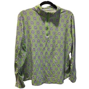 IBKUL Green Quarter Zip Lightweight Long Sleeve Shirt Size XLarge